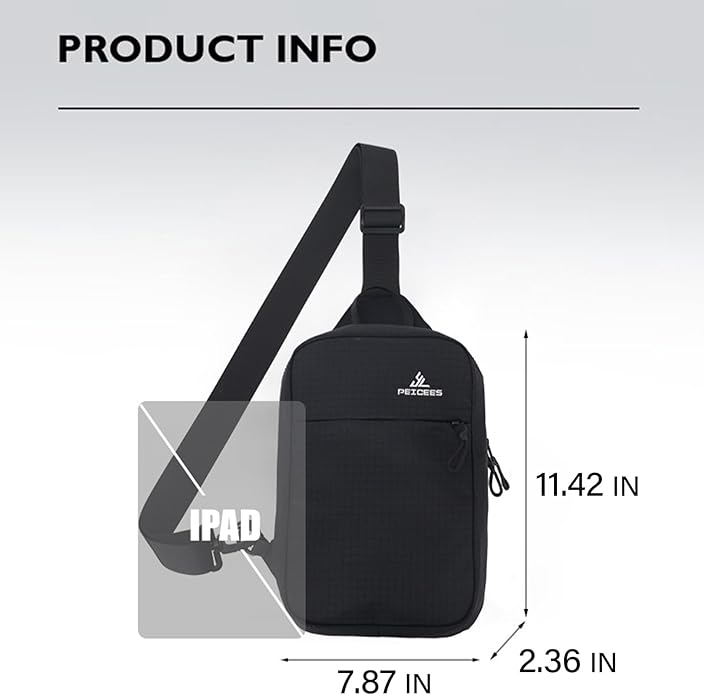 Peicees Small Sling Bag for Women Men Trendy Casual Phone Chest Bag Waterproof Crossbody Daypack