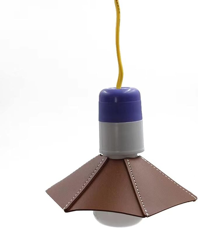 Small Leather Lampshade - Vintage Type Decoration - Flashlight Spotlight - Camping - Hand Stitched (Brown)