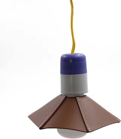 Small Leather Lampshade - Vintage Type Decoration - Flashlight Spotlight - Camping - Hand Stitched (Brown)