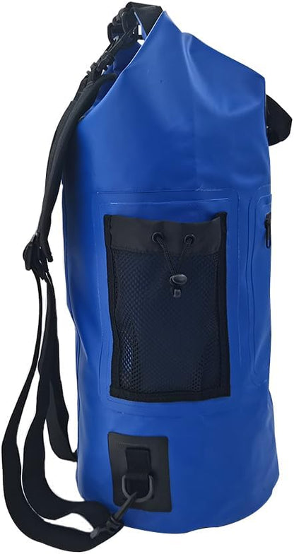 ISURE MARINE Waterproof Dry Bag with Zippered Pocket 20L,Waterproof Phone Case Roll Top Closure Travel Bags for Kayking, Boating, Kayaking, Surfing, Rafting and Fishing, Deck Bags Blue