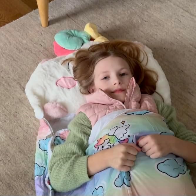 Happy Kids Sleeping Bag, Animal Bags, Sleepy Sack, Comfy, Cozy, Compact, Sleeping Bag with Pillow, Soft Pillow, Nap Mat, Wram Plush with Cotton, Slumber Bag