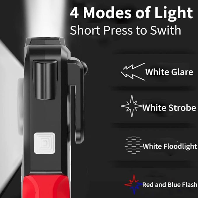 Car Flashlights for Emergencies, Window Breaker Seatbelt Cutter Multifunction LED Work Light, 4 Modes Bright COB Rechargeable Inspection Light for Car Repair, Household, Camping
