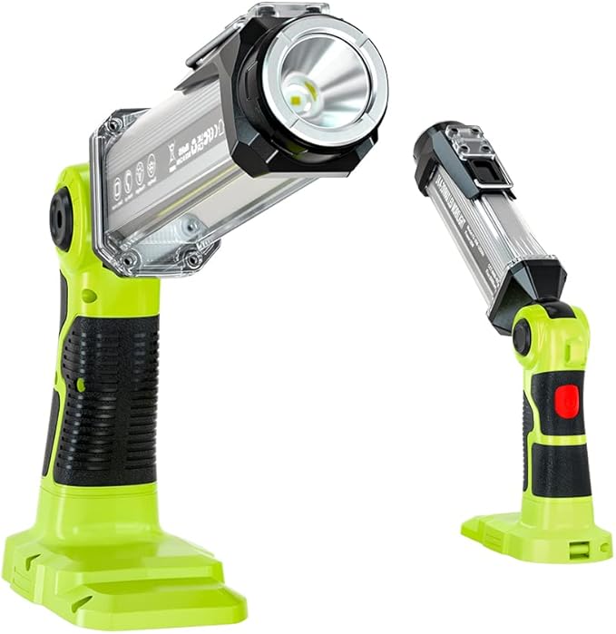 for Ryobi 18V Light Cordless Powered LED Spotlight YEX-BUR 25W 2000LM LED Work Light for Ryobi 18v ONE + Li-ion NiCd NiMh Batteries Portable Handheld Flashlight Floodlights Camping Light with Hook