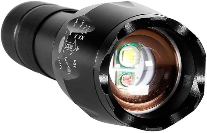 M MAKETHEONE Red and White Flashlight, Super Bright 2in1 Handheld LED linternas Zoomable Aluminum Alloy Torch for Camping Hiking Caving Indoor Emergencies