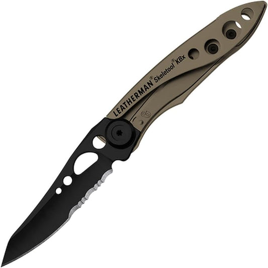 LEATHERMAN, Skeletool KBX Pocket Multitool with Knife and Bottle Opener, Coyote Tan