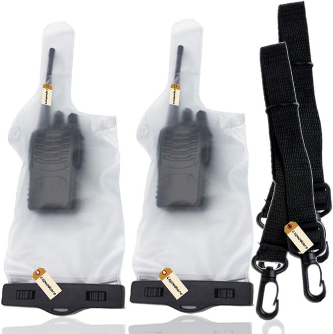 Lsgoodcare 2Pcs Portable Two Way Radio Waterproof Rainproof Bag Case Pouch Compatible with Motorola Kenwood Midland UV-3R UV-5R PX-888 Walkie Talkie Radio,5 Inch x 13.8 Inch, White