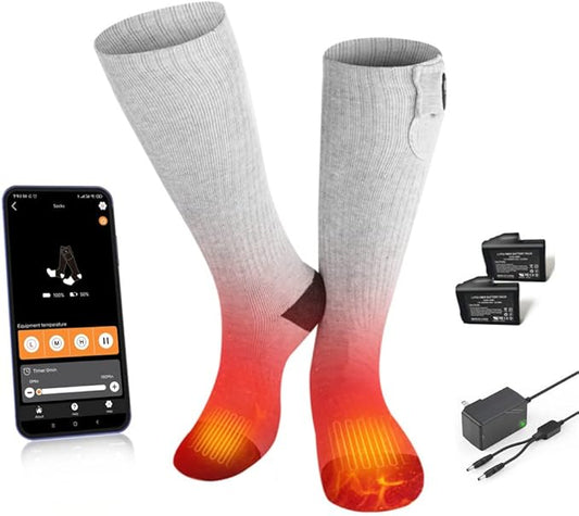 Savior Electric Heated Socks for Men Women,with APP Control Rechargeable Heated Socks,Washable,Suitable for Winter Work,Skiing,Cycling,Hiking,etc.