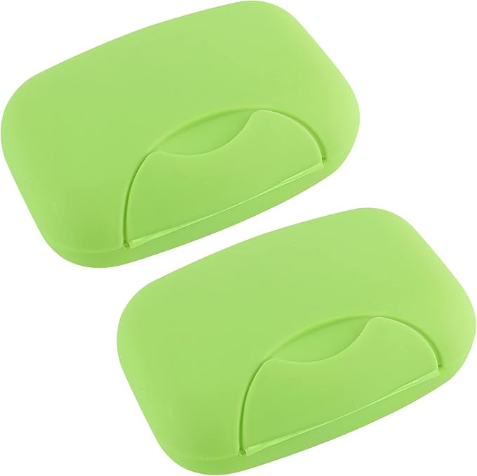 2 Pcs Plastic Soap Case Holder Container Box Home Outdoor Hiking Camping Travel Light Green
