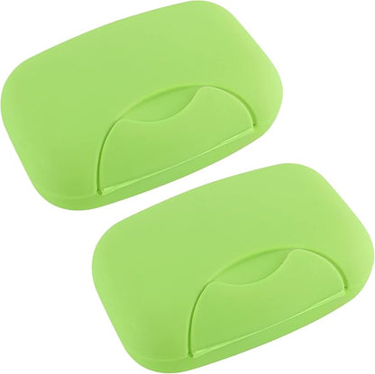 2 Pcs Plastic Soap Case Holder Container Box Home Outdoor Hiking Camping Travel Light Green