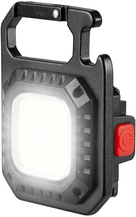 Cob Mini Keychain Flashlights 2000Lumen 7 Modes, Cob Light Rechagerable Light with Folding Bracket, Outdoor Flashlight as Bottle Opener and Magnet Base, Camping and Running (Traditional)