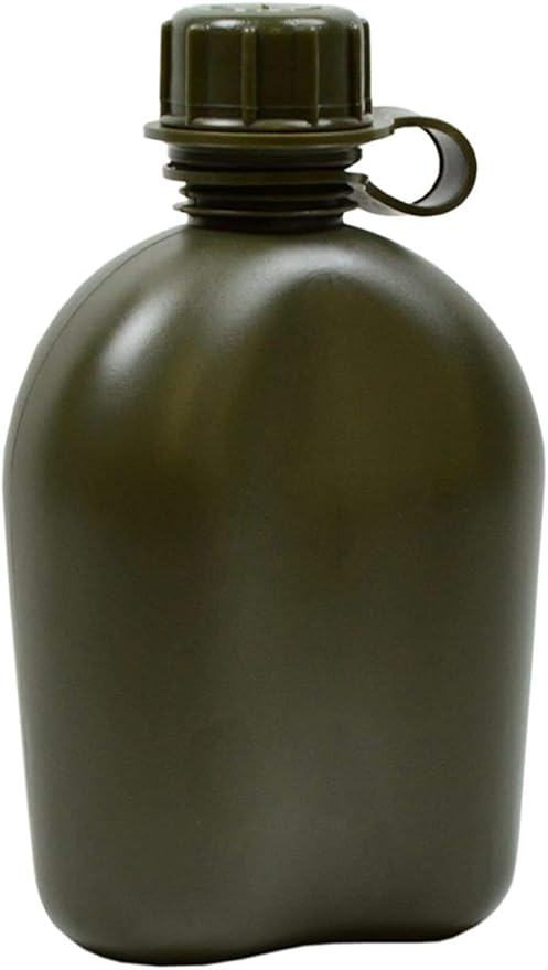1Qt. Military Field Canteen with Pile Lined Case Holder for Camping, Hiking, Trekking, School