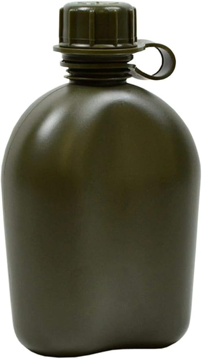 1Qt. Military Field Canteen with Pile Lined Case Holder for Camping, Hiking, Trekking, School
