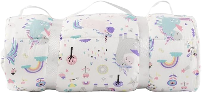 Bunnikins & Clover Toddler Nap Mat with Removable Pillow, Nap Mats for Preschool, Easy Clean Toddler Nap Pad for Kindergarten, Kids Sleeping Bag for Travel Camping