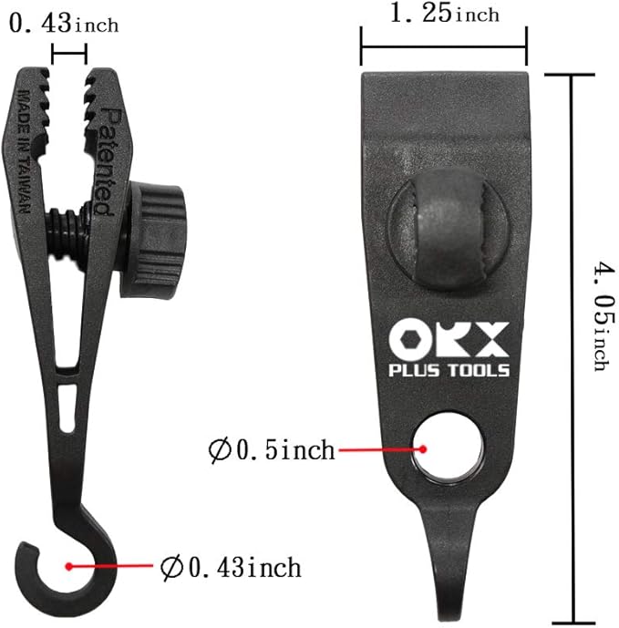 ORXPLUS TOOLS 4pcs Thumb Screw Tarp Clips with Hook Tent Clips Awning Clamp Set Tent Clamps for Camping Canopies, Car Cover, Winter Boat Cover, Pool Cover, Sun Shade