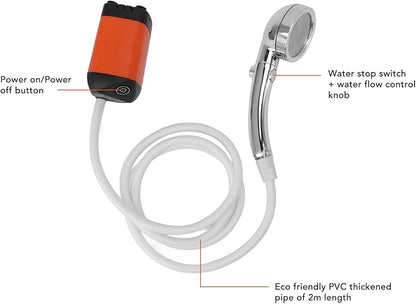 Haofy Portable Camping Shower, 3 Gears Electric Camp Shower with Rechargeable Outdoor Shower Pump and Shower Head (Orange)