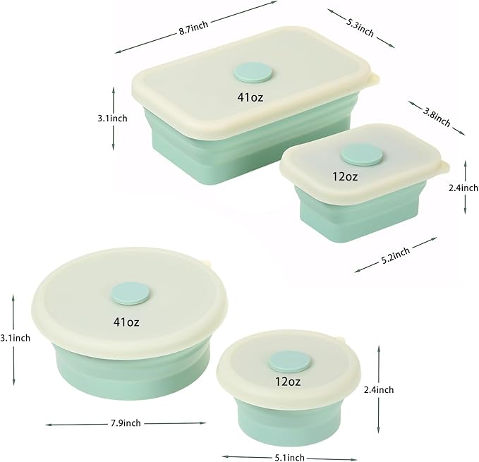 Collapsible Bowls for Camping（41oz,100% Food-grade Silicone Bowl with Lid Free BPA,Folding Mixing Bowls for Travel,RV storage,Leftovers,Swell Salad Bowl Kit