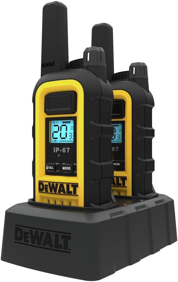 DEWALT DXFRS300 1 Watt Heavy Duty Walkie Talkies - Waterproof, Shock Resistant, Long Range & Rechargeable Two-Way Radio with VOX (2 Pack)