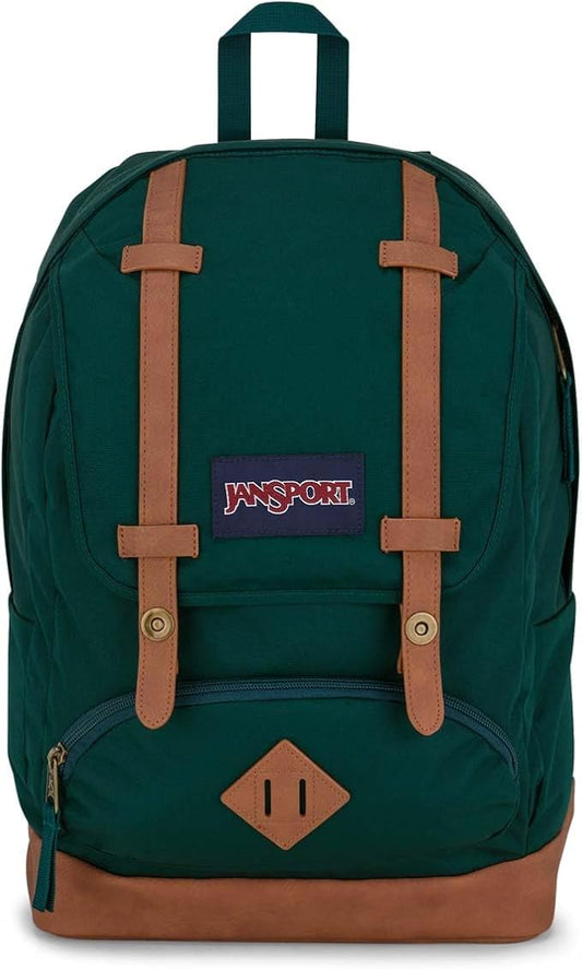 JanSport Cortlandt Laptop Backpack, Deep Juniper, 15” Laptop Sleeve-Synthetic Leather Shoulder Computer Bag with Large Compartment, Padded Straps- Rucksack for Men, Women