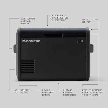 Dometic Portable Refrigerator and Freezer with ICE Maker, Powered by AC/DC or Solar