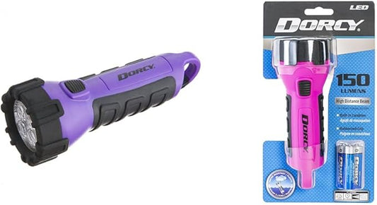 Dorcy 55 Lumen Floating Water Resistant LED Flashlight Bundle with Carabineer Clip, Purple (41-2508) and Pink (41-2509)