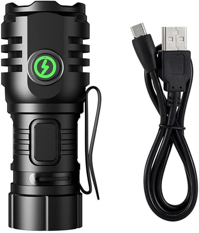 ALONEFIRE H64 Mini LED Flashlight Type C USB Rechargeable Bright 4 LED Light Source Small Torch 8 Modes Waterproof Long Battery Life with Tail Magnet, Clip, Battery for Outdoor, EDC Carry, Hiking