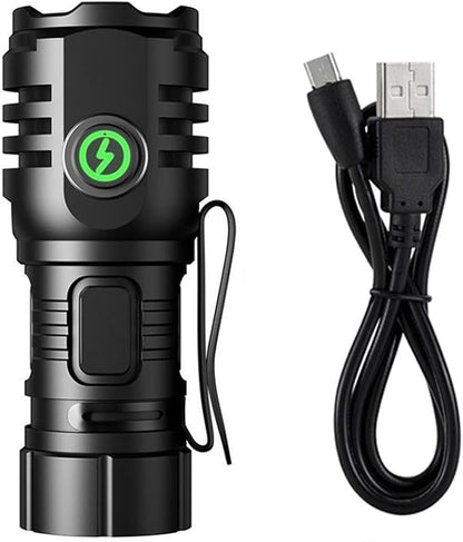 ALONEFIRE H64 Mini LED Flashlight Type C USB Rechargeable Bright 4 LED Light Source Small Torch 8 Modes Waterproof Long Battery Life with Tail Magnet, Clip, Battery for Outdoor, EDC Carry, Hiking