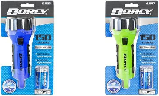 Dorcy 150 Lumen Floating Water Resistant LED Flashlight with Carabineer Clip Bundle - Blue (41-2514) and Neon Green (41-2513)
