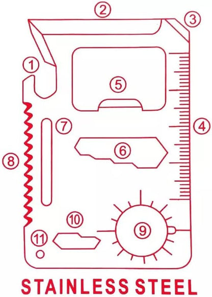 11 in 1 Pocket Survival Credit Card Multi-Tool (1 Pack)