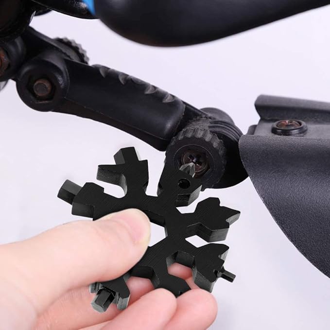 Desuccus 18-in-1 Snowflake Multi Tool, Stainless Steel Snowflake Bottle Opener/Flat Phillips Screwdriver Kit/Wrench, Durable and Portable to Take, Great Christmas Gift(Standard, Black)