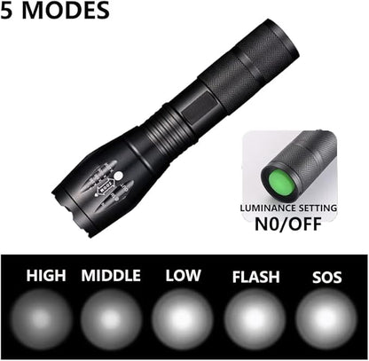 2pack LED high lumes flashlights, 5-Mode Tactical Light high-Brightness Portable Waterproof Zoom Flashlight for Camping, Outdoor, Hiking, Gift Giving, Emergencies and Daily use