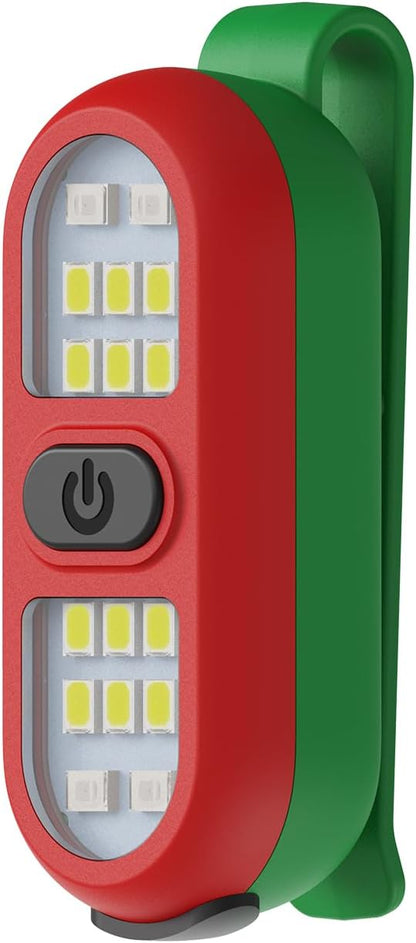Christmas Clip on Flashlight, Running Light for Runners Rechargeable Safety Lights for Walking at Night Hands Free Flashlight Portable LED Work Light Warning Flashing Camping Hiking Walking Dog