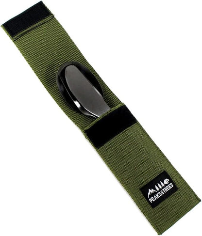 18/0 Stainless Stell Fork Spoon Knife set 3 in 1 Portable Camping Utensils with case 【made in Japan】 (Black)