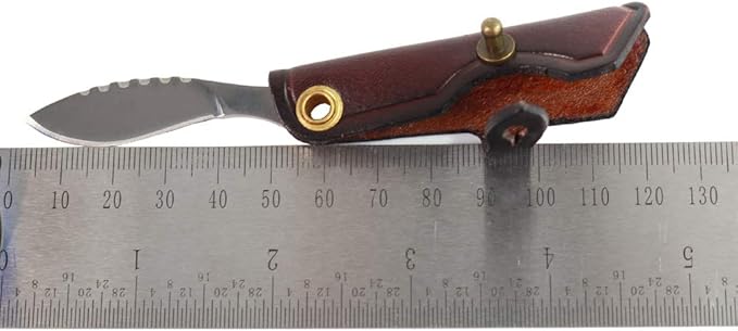 MASALONG Mini EDC straight razor, D2 steel small knife key ring, convenient for daily use kni203 (Dogleg type)