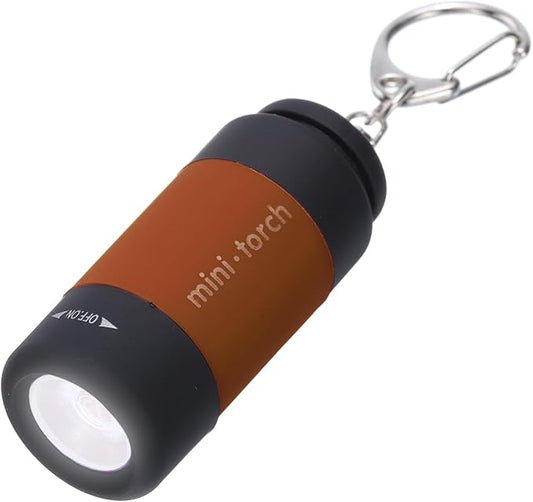 PATIKIL Mini Keychain Flashlight, Pocket LED Flashlight Portable Torch USB Rechargeable for Outdoor Camping Party, Brown