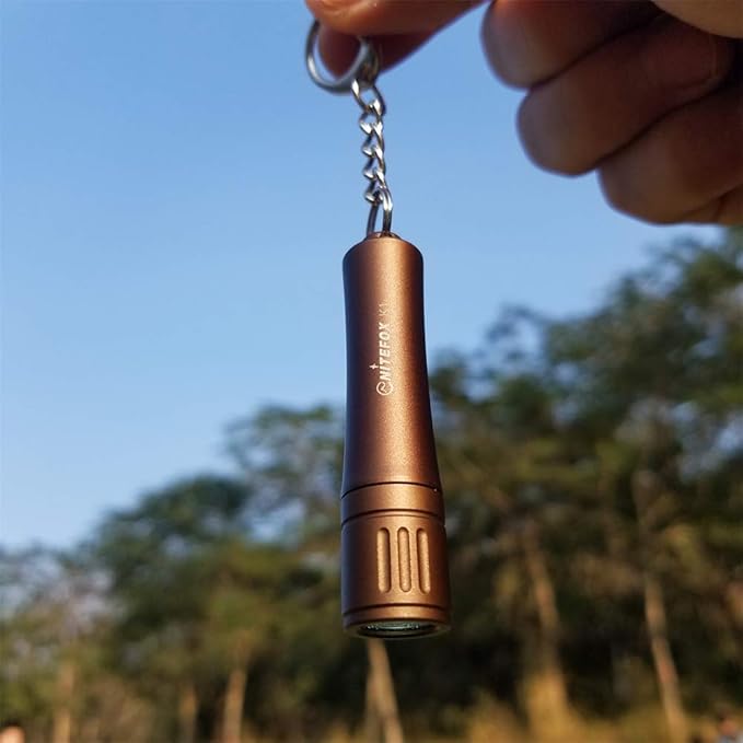 Bright Keychain flashlight K1,high bright 150 lumens,as small flashlight lantern camp lamp light,waterproof torch for EDC,reading,sleep,dog walking,camping,hiking (Coffee Brown)