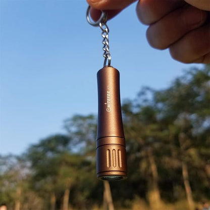 Bright Keychain flashlight K1,high bright 150 lumens,as small flashlight lantern camp lamp light,waterproof torch for EDC,reading,sleep,dog walking,camping,hiking (Coffee Brown)