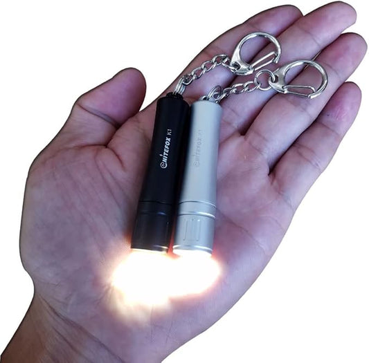 Bright Keychain flashlight K1,high bright 150 lumens,as small flashlight lantern camp lamp light,waterproof torch for EDC,reading,sleep,dog walking,camping,hiking (2 PCS black white)