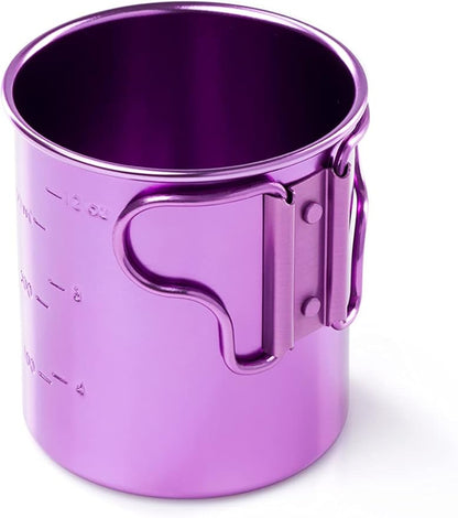 GSI Outdoors Bugaboo Cup - Ultralight Aluminum Camping & Backpacking Mug with Folding Handles - Hot Coffee, Tea, Soup (14oz)