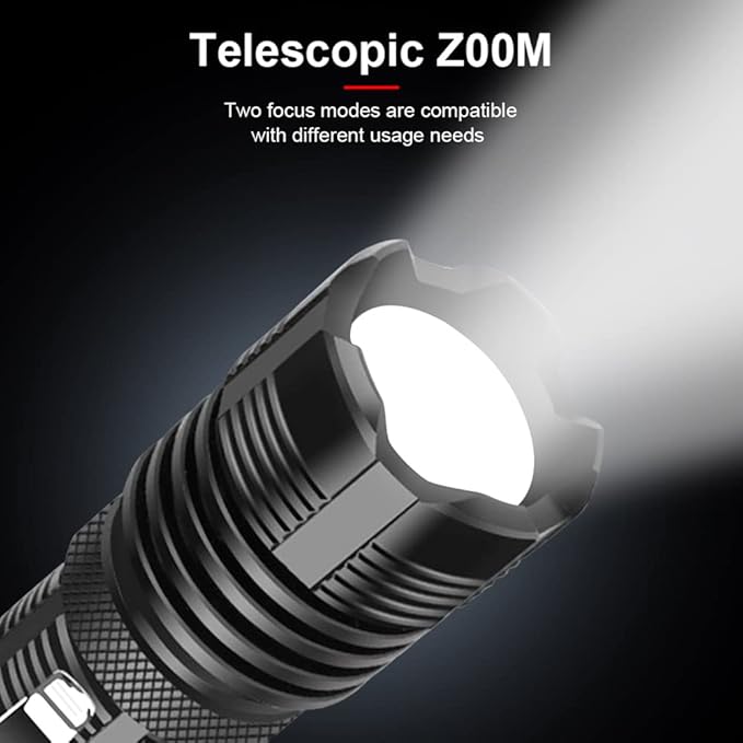 Mini Flashlight Powerful,Super Bright Small Flash Light, Zoomable 5 Modes Pocket Flashlight, Waterproof Adjustable Brightness for Camping, Running and Emergency
