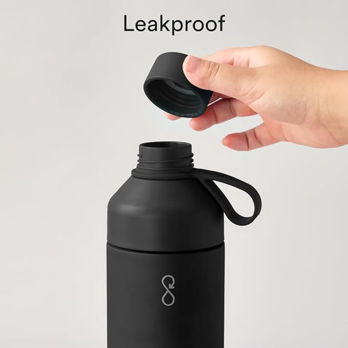 Ocean Bottle - Recycled Stainless Steel Drinks Reusable Water Bottle - Eco-Friendly & Reusable - Obsidian Black - 34 oz