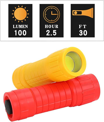 KunHe 5 Pack Plastic Small Mini LED Flashlight COB Flashlights for Kids 100 Lumen with Batteries High CRI for Bright Flash Light Party Favors Christmas Gifts Stocking Stuffers