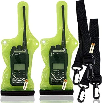 Lsgoodcare Portable Two Way Radio Waterproof Rainproof Bag Case Pouch Compatible with Motorola Kenwood Midland UV-3R UV-5R PX-888 Walkie Talkie Radio,5 Inch x 13.8 Inch, Green