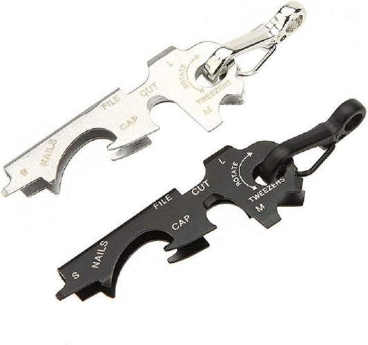 2 pc of 8 in 1 Stainless Steel Multi-function Tool Keychain Outdoor Survival Gear