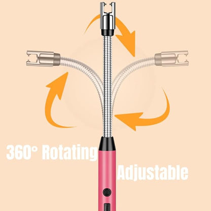 4 Pack Candle Lighter,Arc Lighter with USB Charging,Electric Lighter for Candles, Flameless Windproof,LED Battery Display,Safety Switch,Rotate 360°,for Aromatherapy,Candles,BBQ. (Pink)