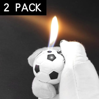 2 Pack White Yellow Football Cool Butane Torch Lighters,Refillable Adjustable Jet Flame Lighter,Windproof,Gift for Men Candles Camping BBQ (No Butane Fuel)