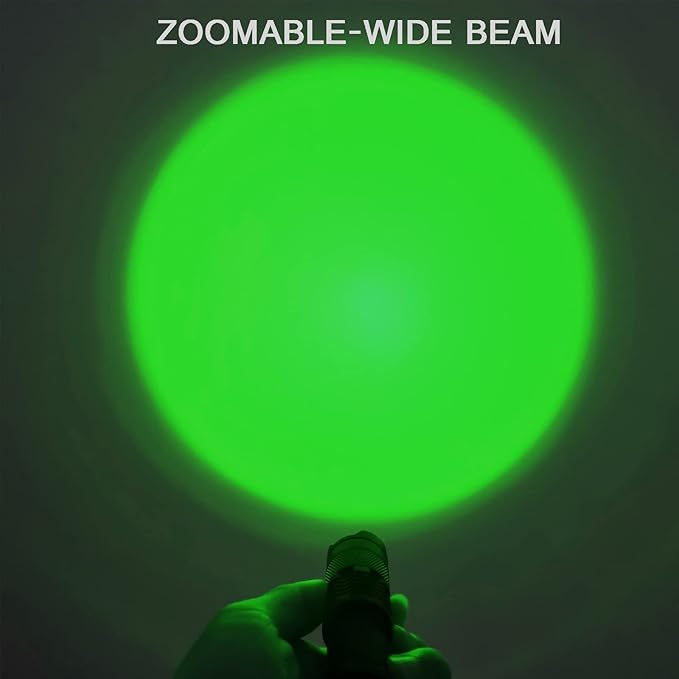 4 Pack One Mode Green Light Flashlight with Clip Zoomable Green LED Flashlight Green Flashlight for Hunting Fishing Night Observation