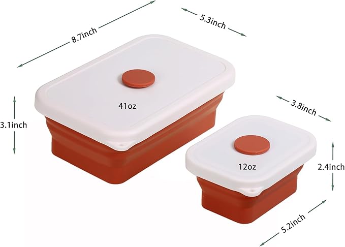 Collapsible Bowls for Camping（41oz,100% Food-grade Silicone Bowl with Lid Free BPA,Folding Mixing Bowls for Travel,RV storage,Leftovers,Swell Salad Bowl Kit