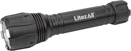 LitezAll Nearly Invincible Tactical Flashlight | Compact and Portable Night Light 4000 Lumens | Durable and Rubber Coated Flash Light Gifts for Men, 9 AA Batteries Included