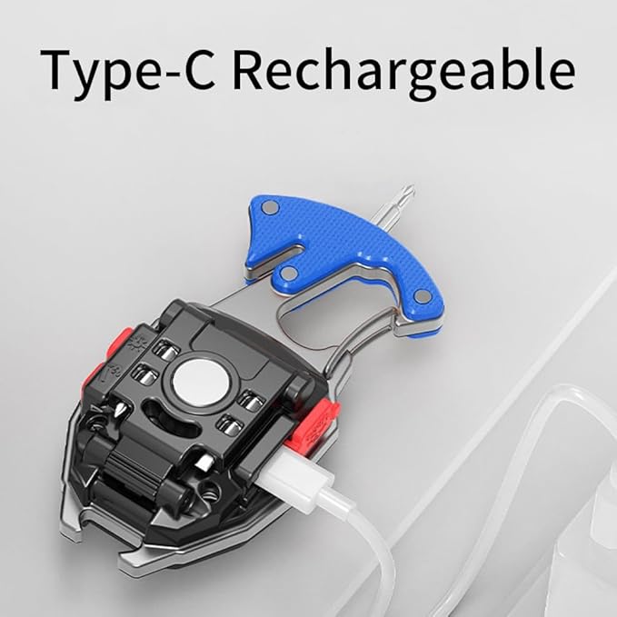 LED Small Flashlight Multitool, Rechargeable Keychain Light, COB Multi-Function Mini Work Light, 500 Lumens, 7 Lighting Modes with Electric Lighter, Seat Belt Cutter, Screwdriver, Whistle
