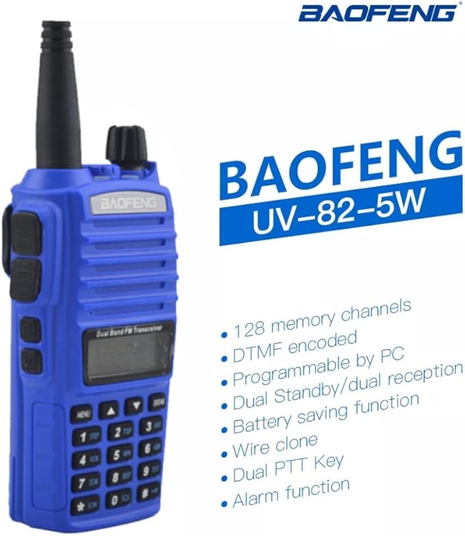 2 Pack BAOFENG UV-82 Dual Band Two Way Radio, 5W Ham Radio Handheld Walkie Talkies (Blue)